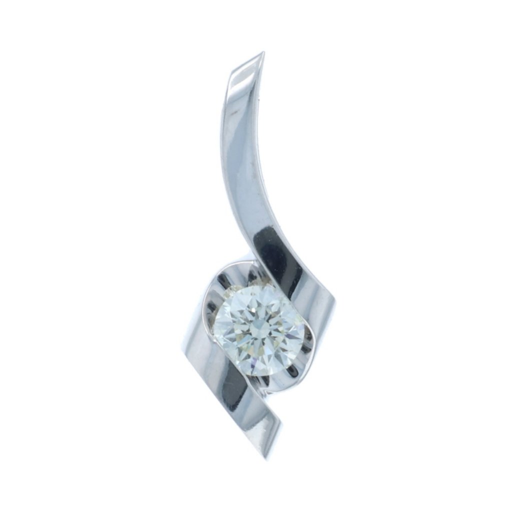 Sirena Collection Diamond Solitaire Pendant White Gold 14k Rd 33ct Love Ribbon 864$